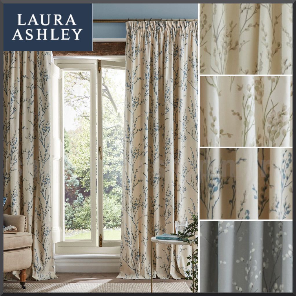 Laura Ashley◇Pussy Willow ネコヤナギ プリーツカーテン◇4色 (Laura