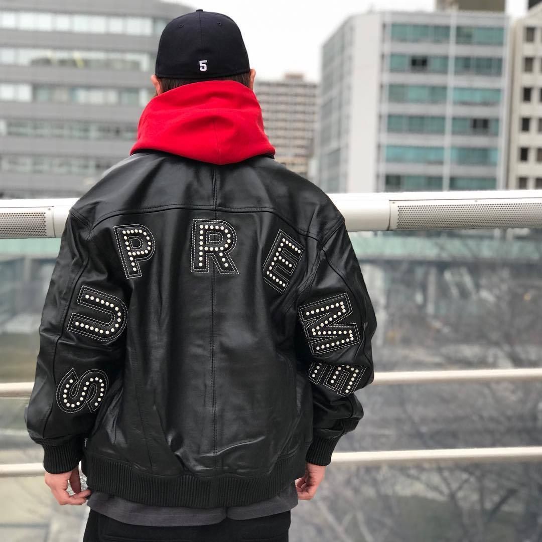Supreme Studded Arc Logo Leather Jacket シュプリーム レザー