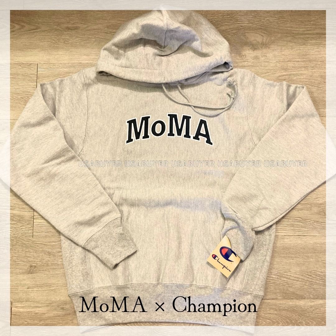 Champion MoMAロゴ グレー トレーナー M Champion Hoodie - MoMA
