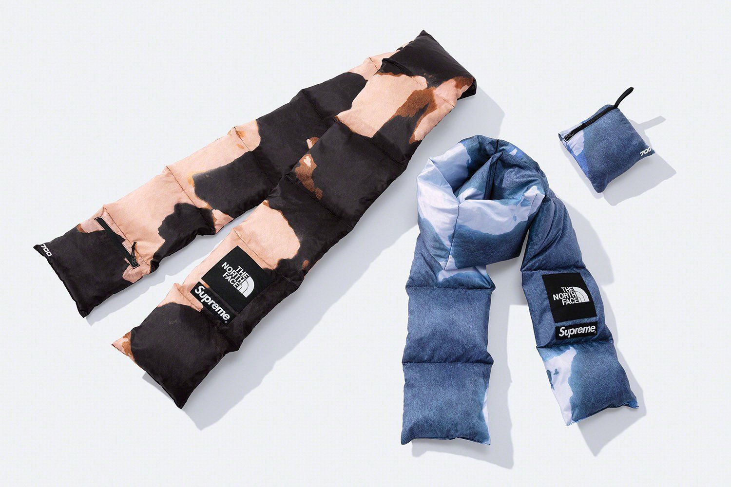 Supreme The North Face Bleached Denim Print 700-Fill Scarf