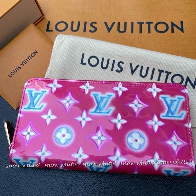 明日着 バレンタイン限定♪ 濃ピンク LV ヴェルニ ZIPPY 長財布 (Louis