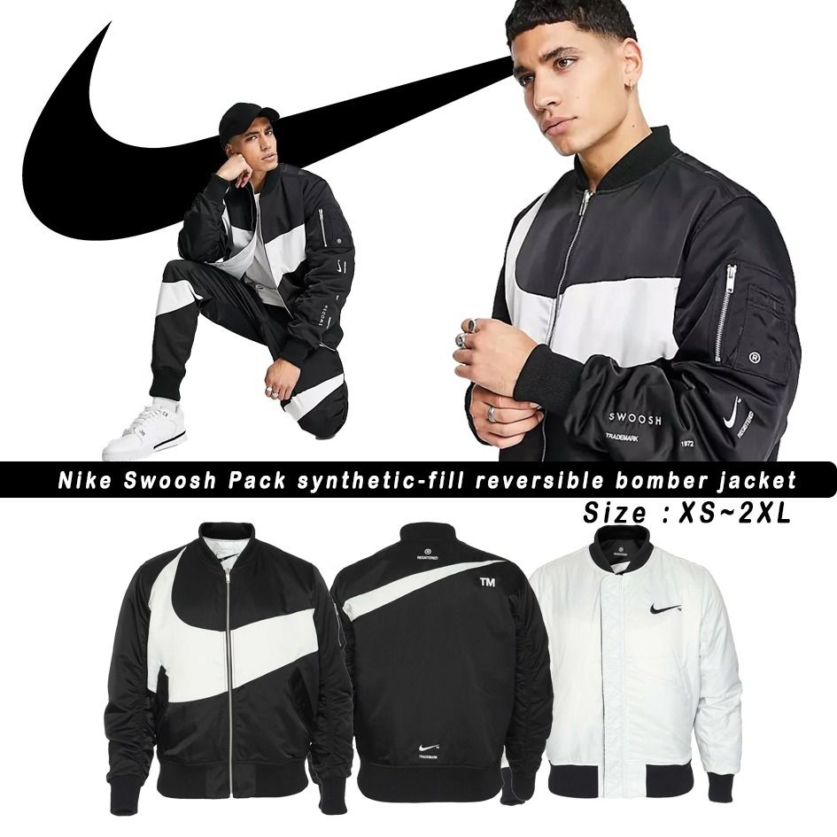 Nike】Swoosh Pack Synthetic-fill Reversible Bomber Jacket (Nike/MA