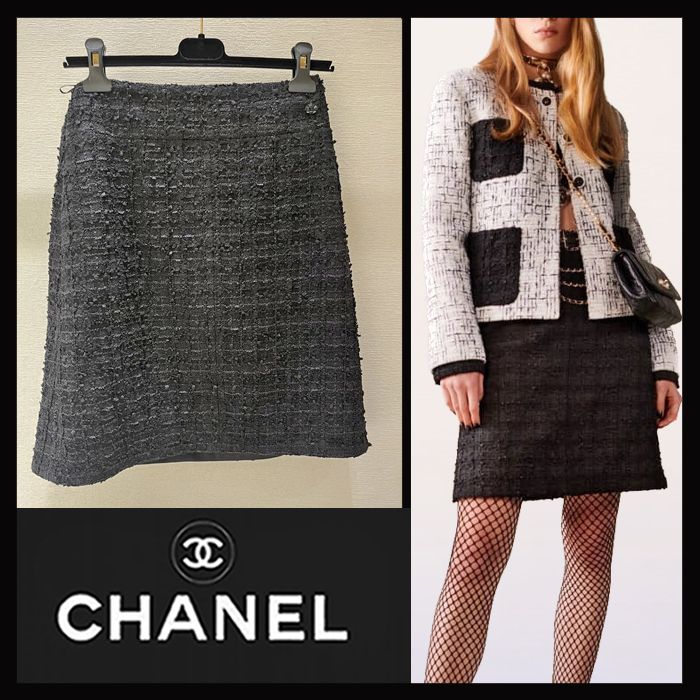 CHANEL 21-22クルーズ:LOOK16 ツイードスカート ブラック 直営店