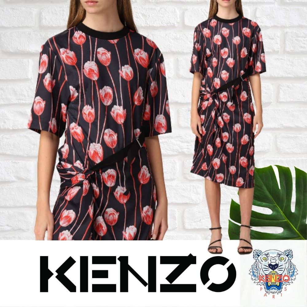 残り僅か！KENZO ケンゾー 花柄ワンピース ベルテッドドレス (KENZO