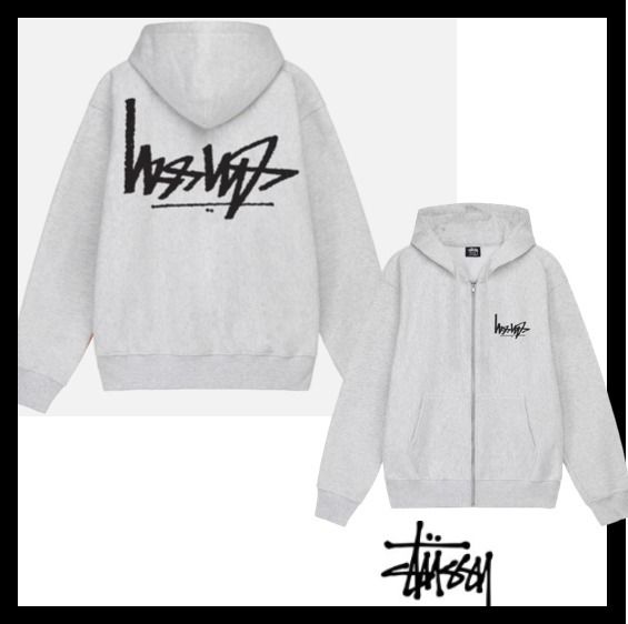 ☆関税込☆STUSSY☆STUSSY FLIPPED ZIP HOODIE ASH HEATHER☆ (STUSSY