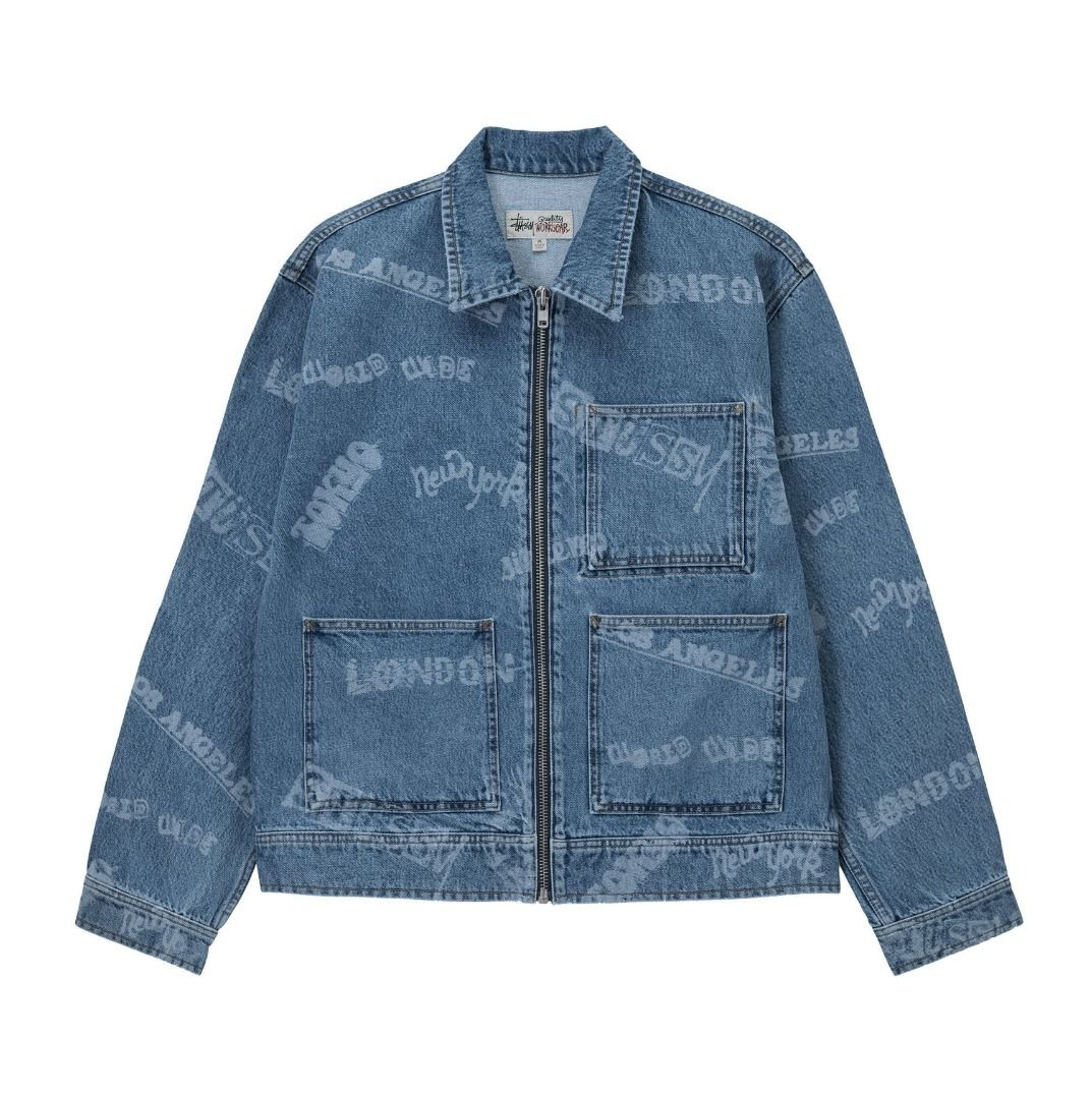 ☆送料 関税込☆Stussy☆WORLDWIDE ZIP WORK JACKET☆STONE WASH