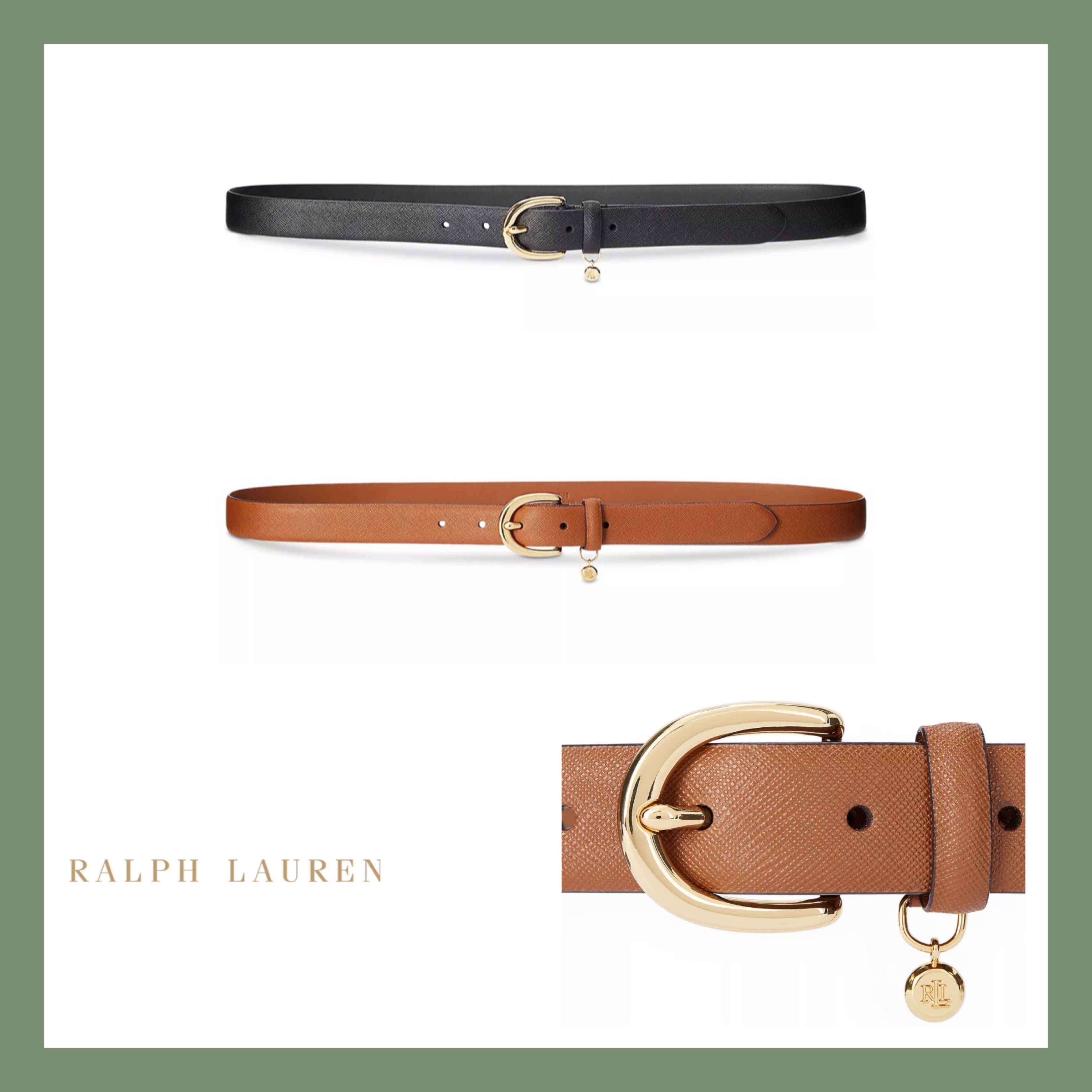 Ralph Lauren】チャーム クロスハッチ レザー ベルト (Ralph Lauren