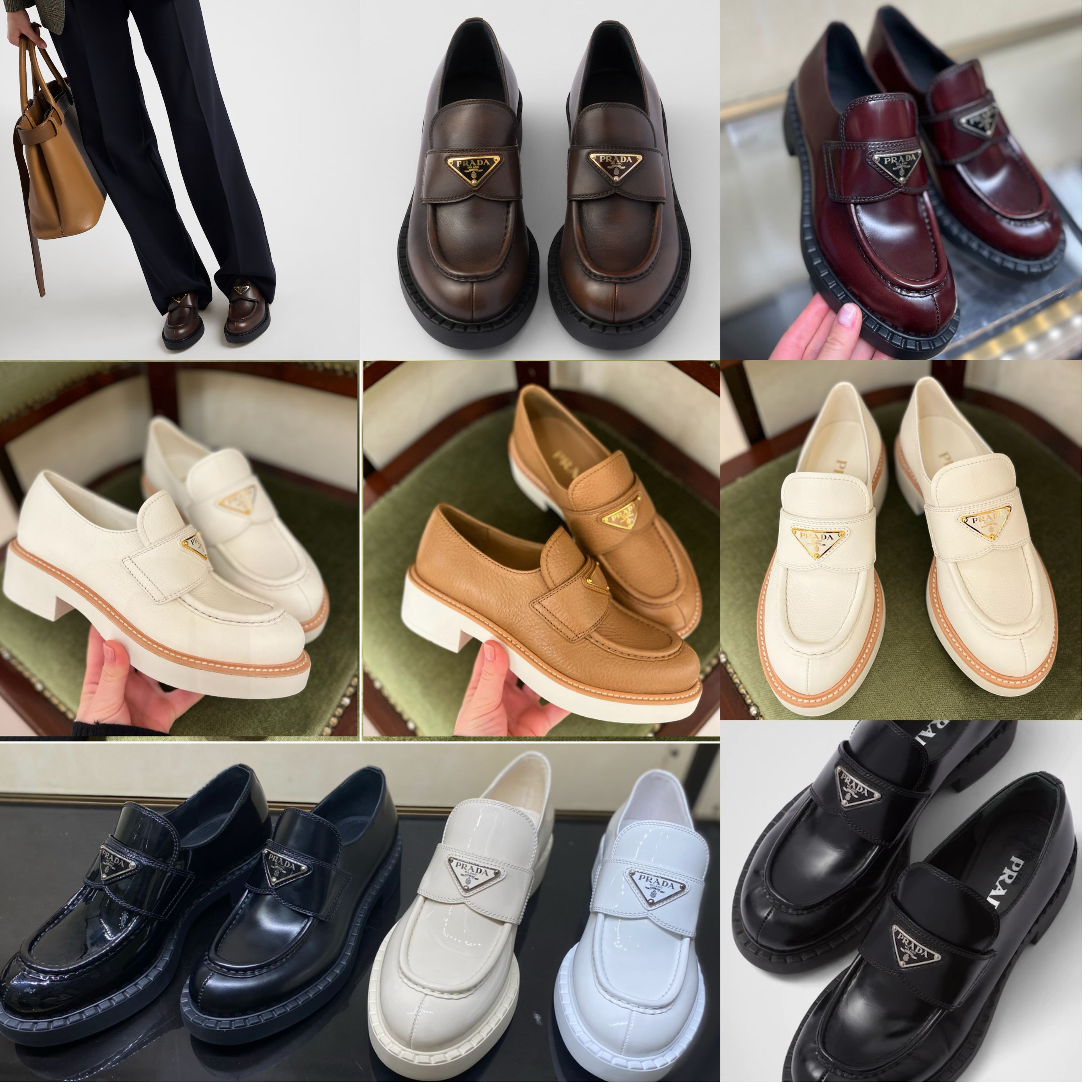 PRADA【入手困難】Chocolate ☆Brushed & Patent LOAFERS☆ 全色