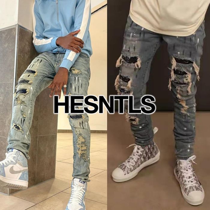 国内発送/送料無料☆HESNTLS☆スキニー ダメージ ジーンズ☆ (HESNTLS