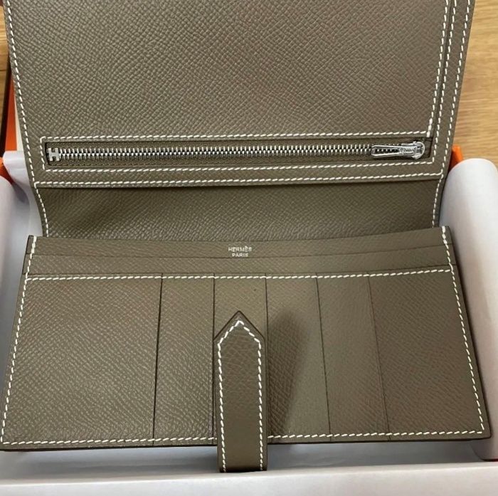 エルメス ベアンスフレ エトゥープ ヴォ―エプソン☆ (HERMES/長財布