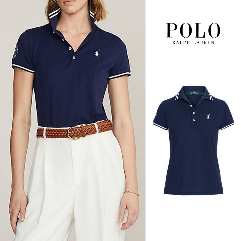 ラルフ ローレン] レディース ポロシャツ ライン ネイビー (POLO RALPH