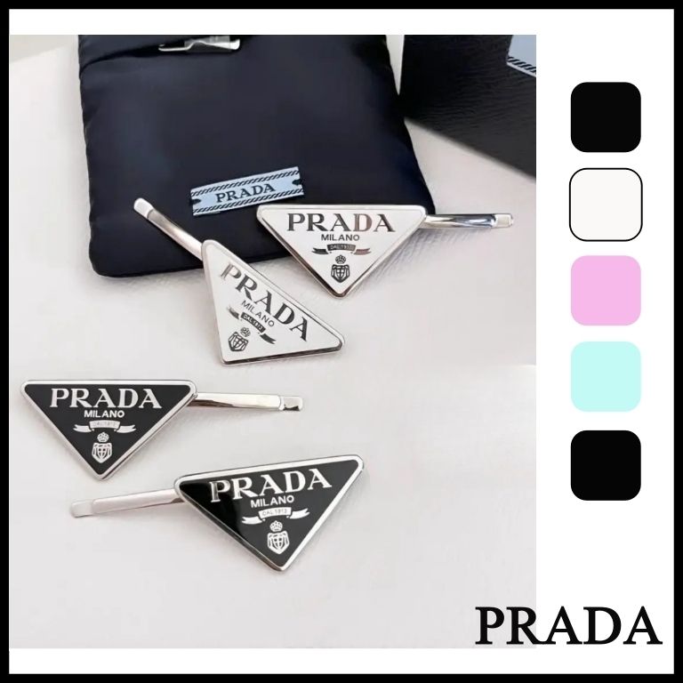PRADA】プラダ 人気 ロゴ メタル ヘアクリップ ヘアピン (PRADA/ヘア