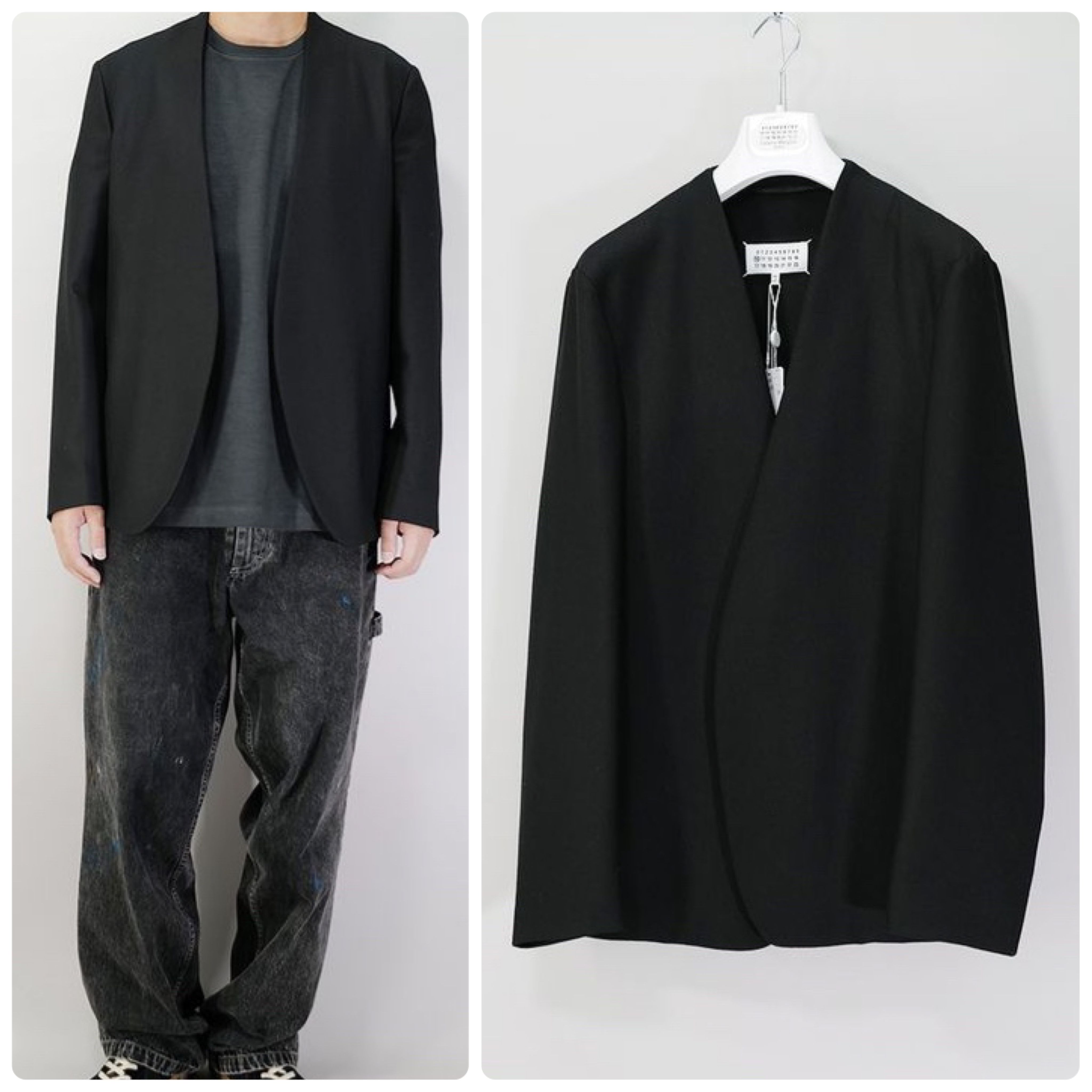 Maison Margiela メゾンマルジェラ ノーカラー ウール ブレザー