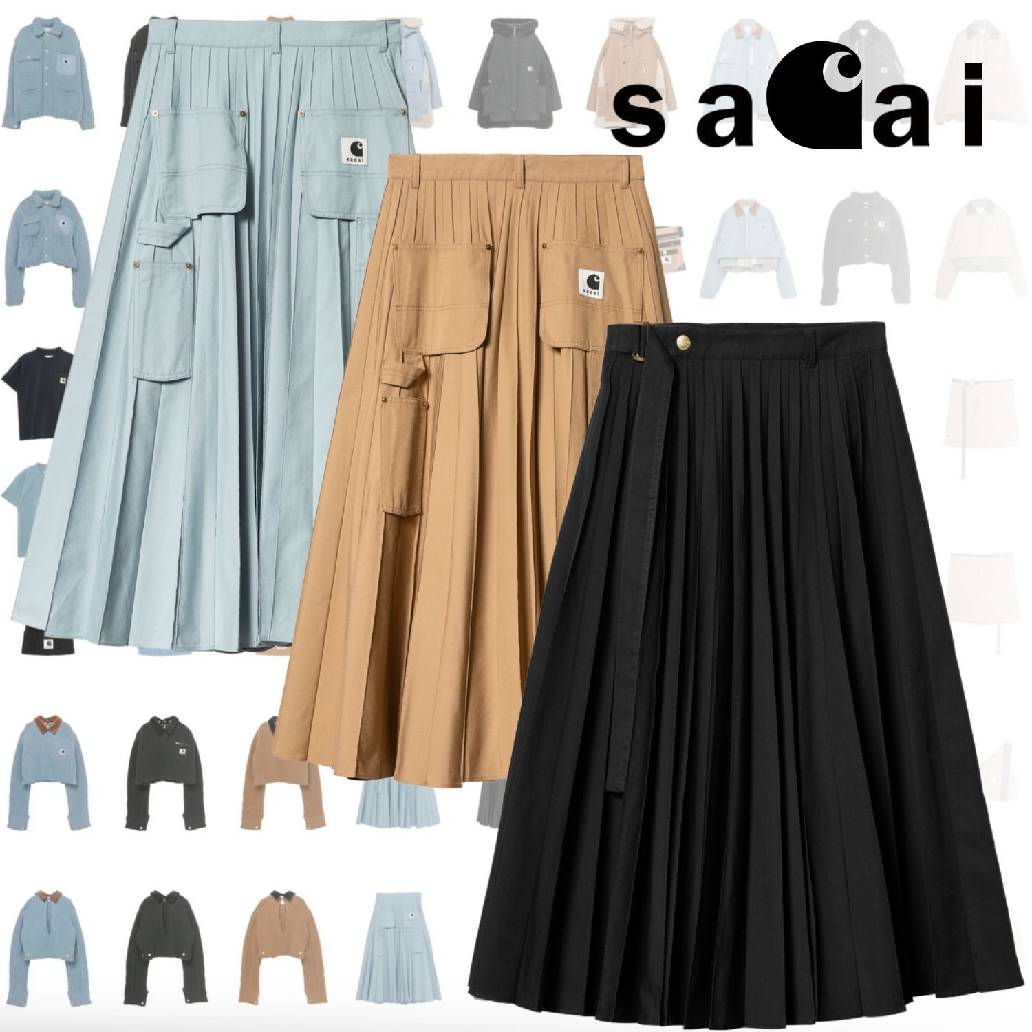 SACAI Carhartt WIP サカイ カーハート プリーツ Skirt スカート