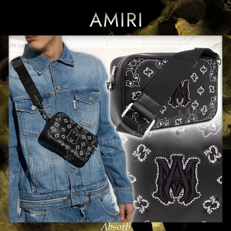 23AW NEW】AMIRI_men/カーフレザー バンダナ ショルダーバッグ (AMIRI