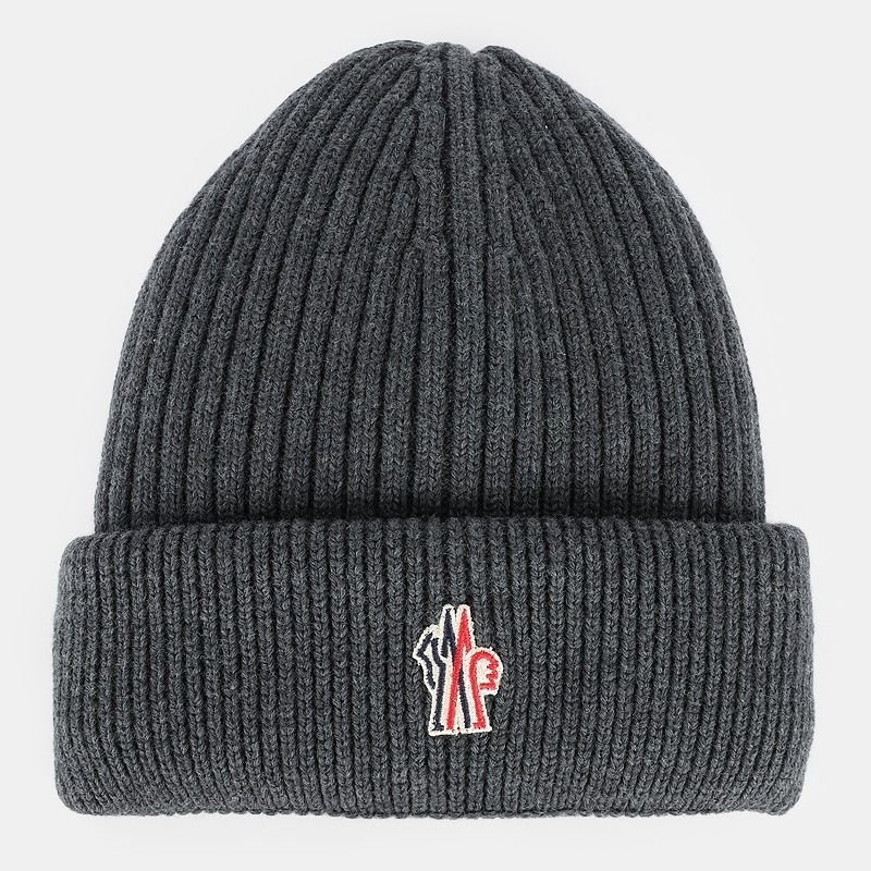 MONCLER ブラック ビーニーニット帽UNI