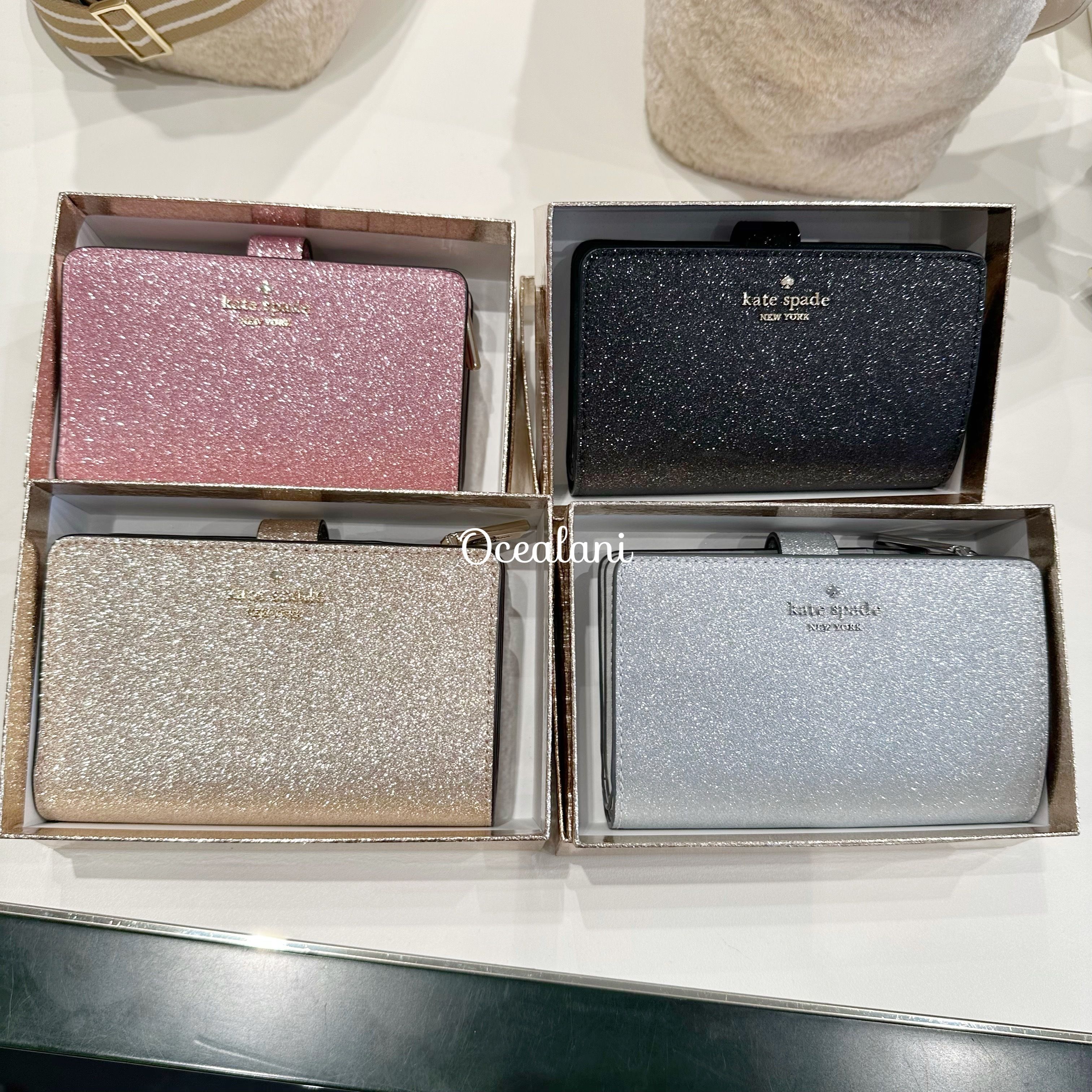 KATE SPADE] ホリデーデザイン グリッター 折り財布 箱付き♪ (kate