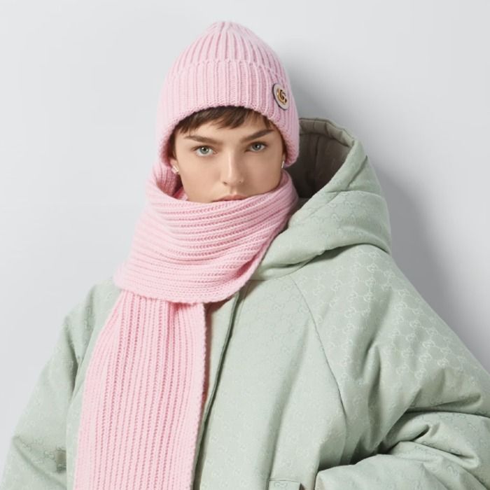 国内直営**GUCCI** ダブルG付き ウールカシミア キャップ (GUCCI