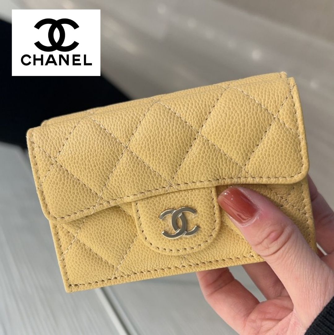 CHANEL】23AW コンパクトで便利◎三つ折り財布ライトイエロー (CHANEL