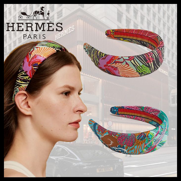 ボタニカルな絵柄が素敵♪】☆エルメス☆カチューシャ (HERMES/ヘア