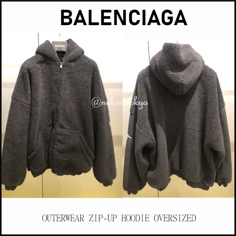 BALENCIAGA＊OUTERWEAR ZIP-UP HOODIE ボアフーディー＊送料込