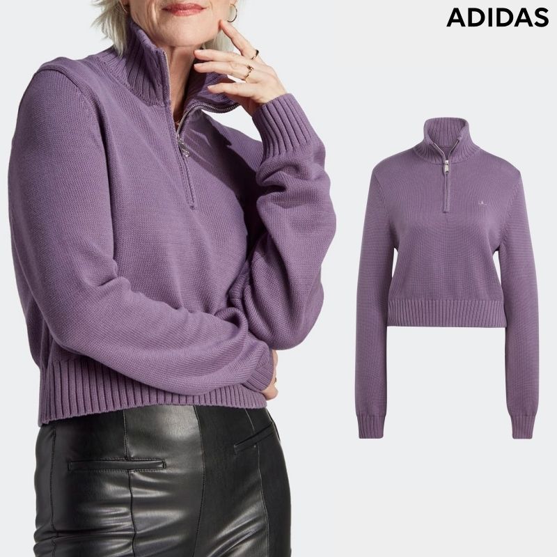 ADIDAS] レディース ニット ハーフジップ バイオレット (adidas/ニット