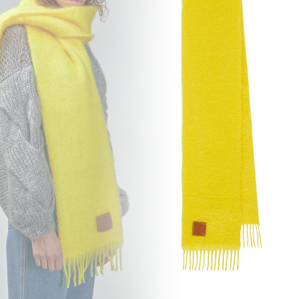 LOEWE】SS24 ウール モヘア マフラー Yellow 送料関税込 (LOEWE