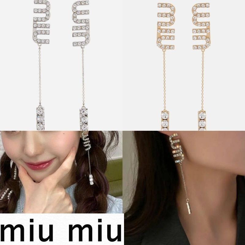 MIUMIU】ミンニ ウォニョン着用♪ クリスタルチャーム付ピアス (MiuMiu