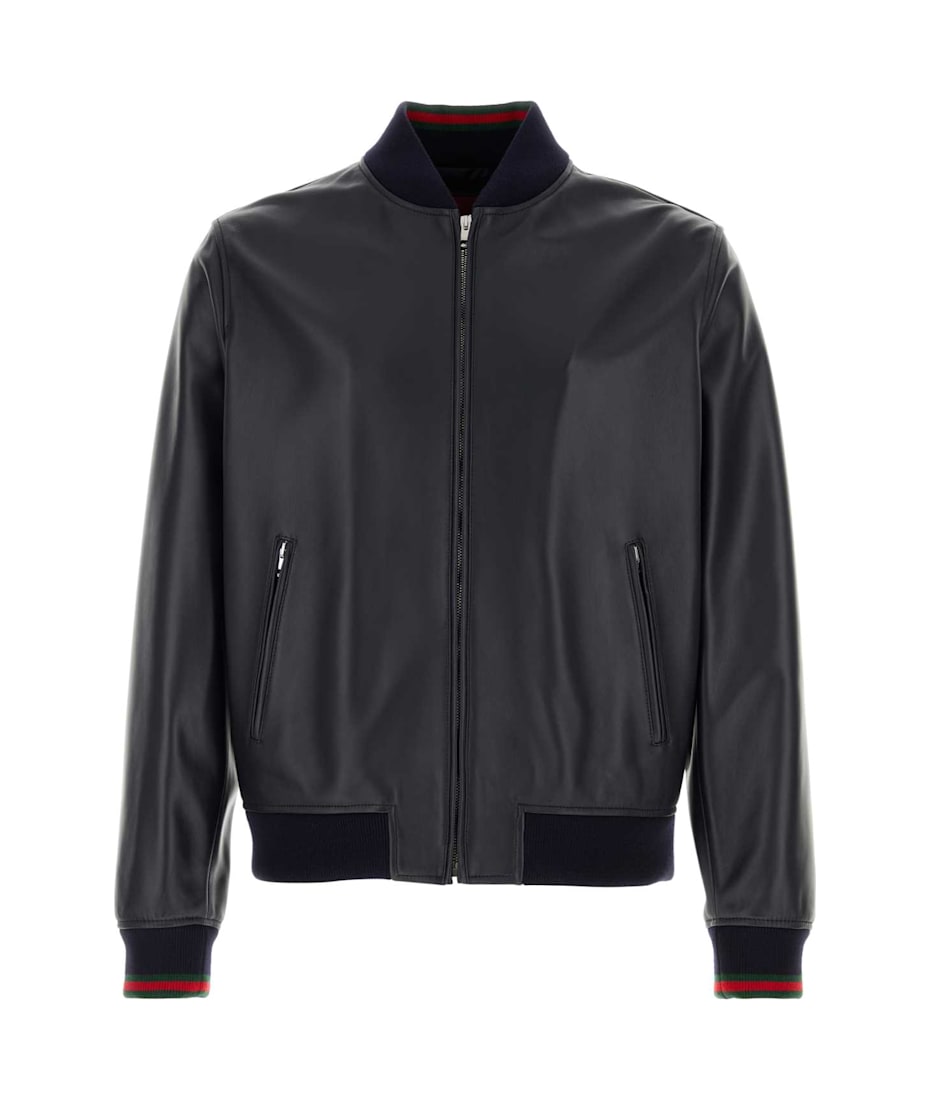 Gucci Midnight Blue Leather Bomber Jacket | italist, ALWAYS LIKE A