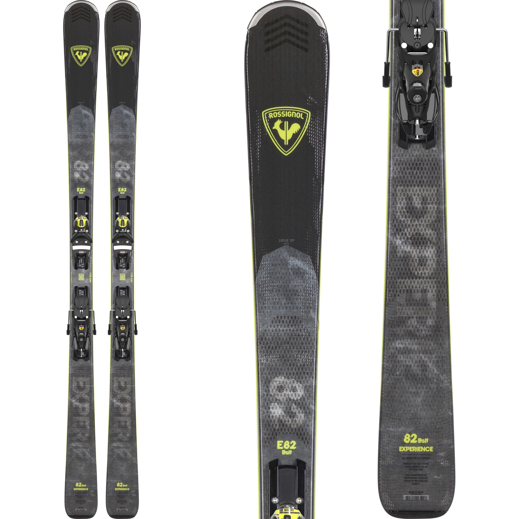 Rossignol Mens Experience 82 Basalt Skis with Konect SPX12