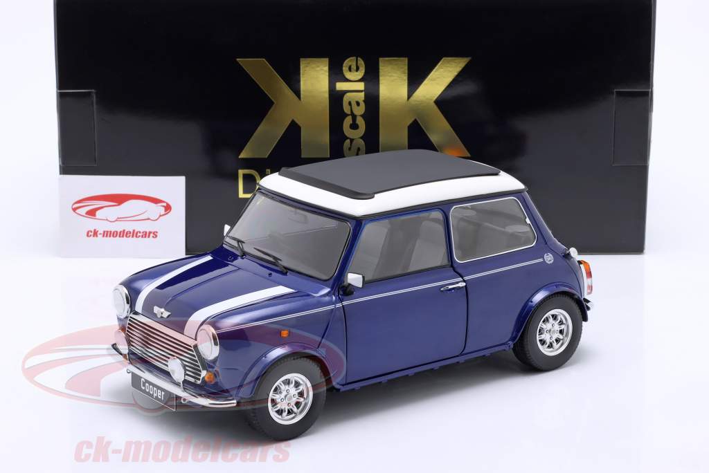 KK-Scale 1:12 Mini Cooper with sunroof blue metallic / white RHD