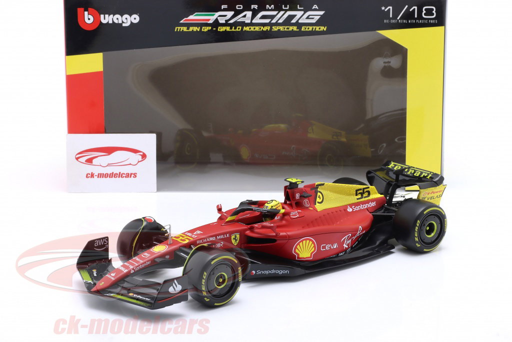 Bburago 1:18 Carlos Sainz Jr. Ferrari F1-75 #55 4th Italien GP
