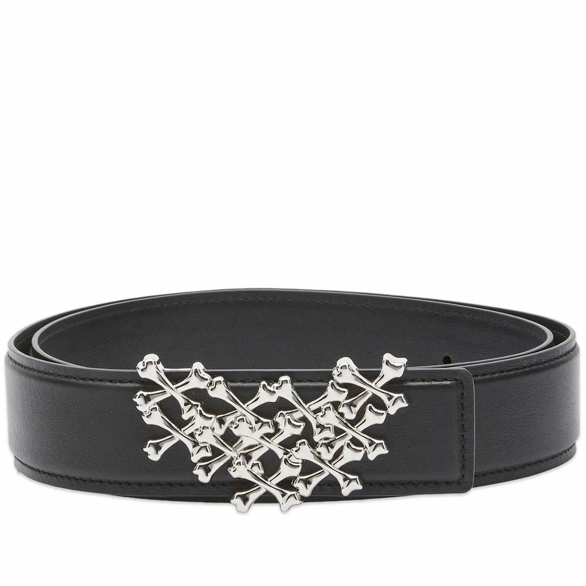 AMIRI Men's 4cm Bones Belt in Black/Nickel Amiri