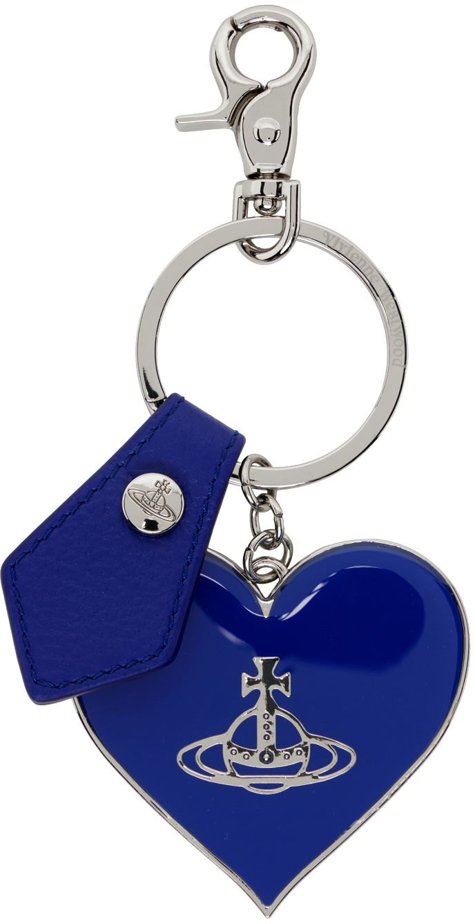 Vivienne Westwood Blue Mirror Heart Orb Keychain Vivienne Westwood