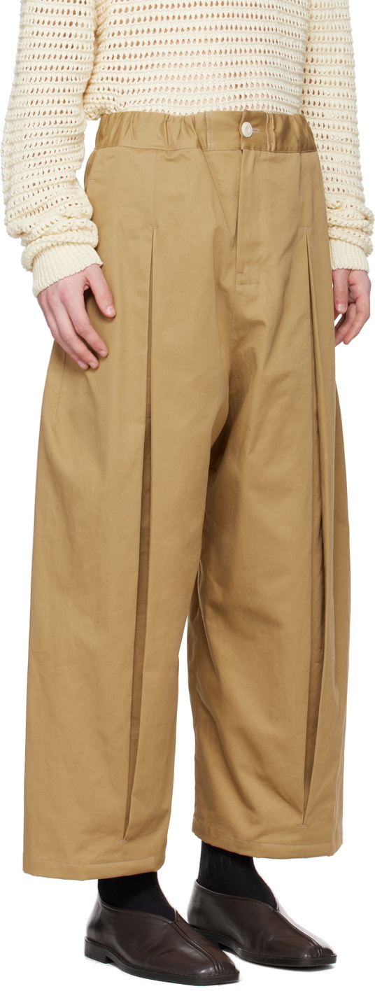 SAGE NATION Tan Box Pleat Trousers SAGE NATION