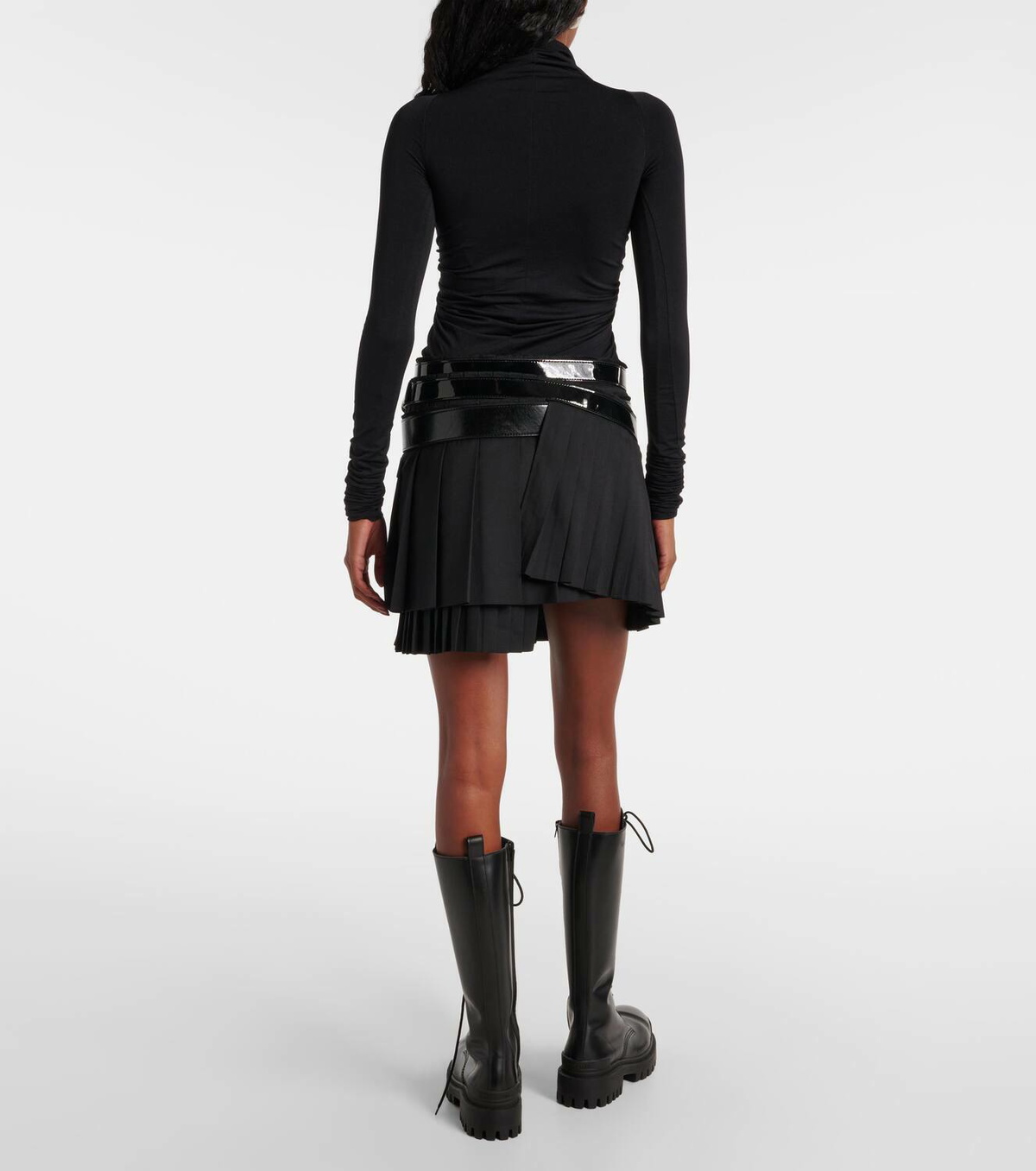Junya Watanabe Belted pleated wool-blend miniskirt Junya Watanabe