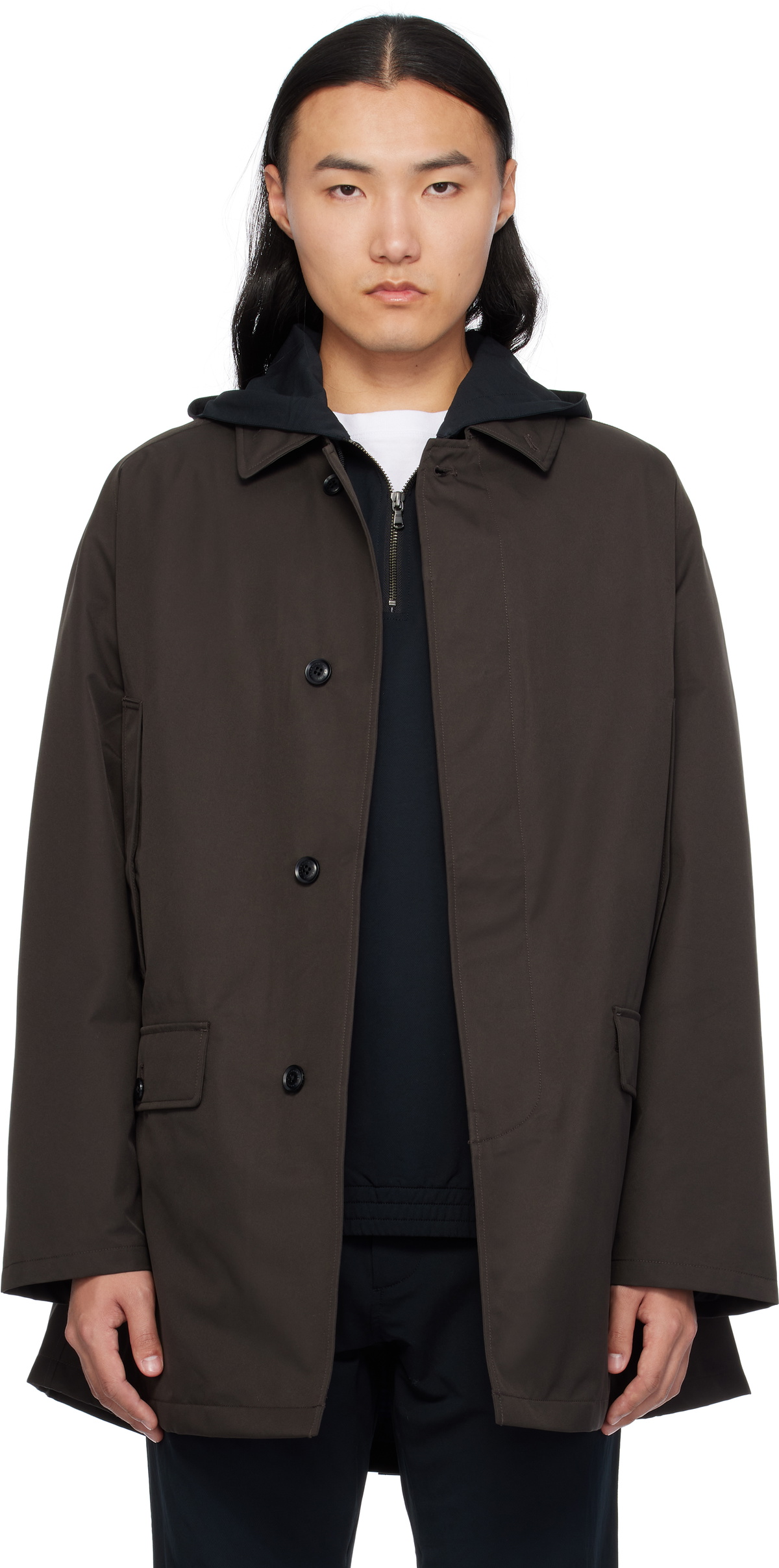 nanamica Gray 2L GORE-TEX Short Soutien Collar Coat Nanamica
