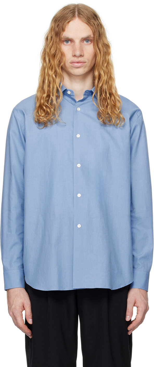 AURALEE Blue Washed Finx Twill Big Shirt Auralee