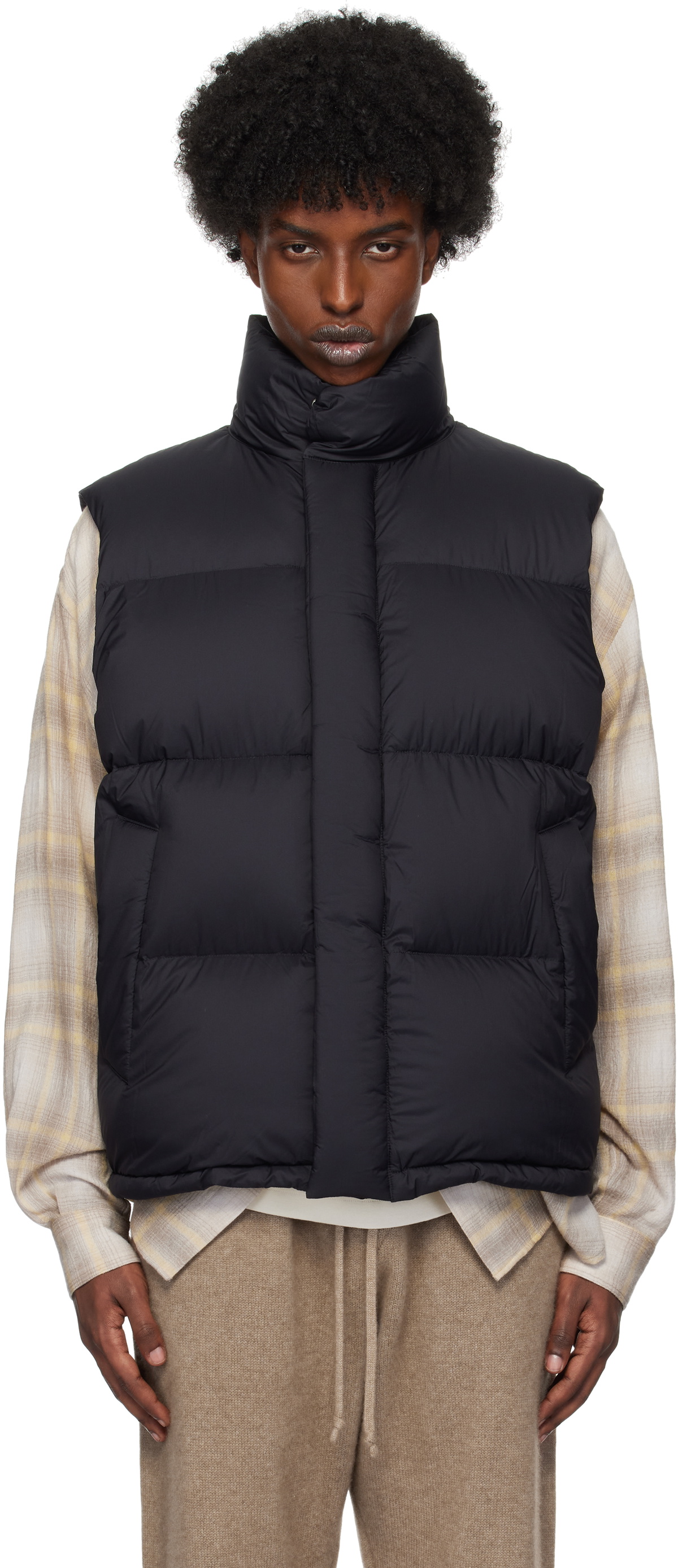AURALEE Black Super Light Nylon Ripstop Down Vest Auralee