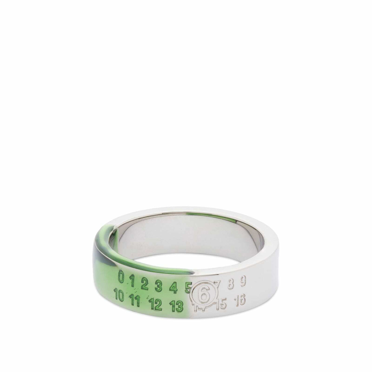 MM6 Maison Margiela Men's Number Logo Ring in Polished Silver