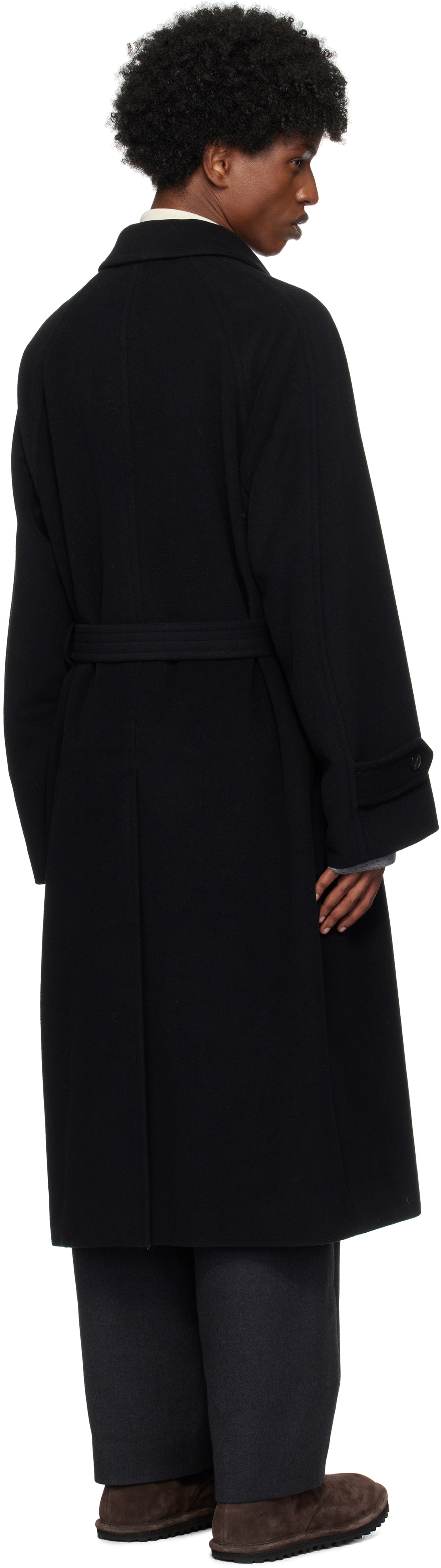 AURALEE Black Mosser Soutien Collar Coat Auralee