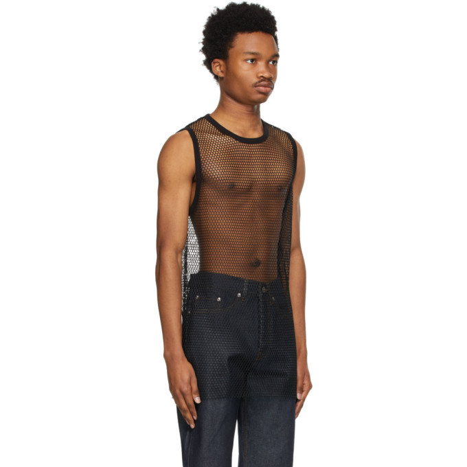 Dries Van Noten Black Mesh Tank Top Dries Van Noten