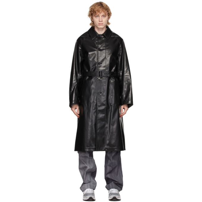 AURALEE Reversible Black and Grey Wool and Cashmere Laminate Coat