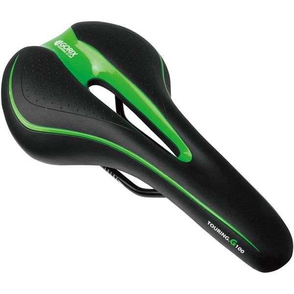 GORIX 自転車低反発サドル ブラック×グリーン GX-C19 1個（直送品