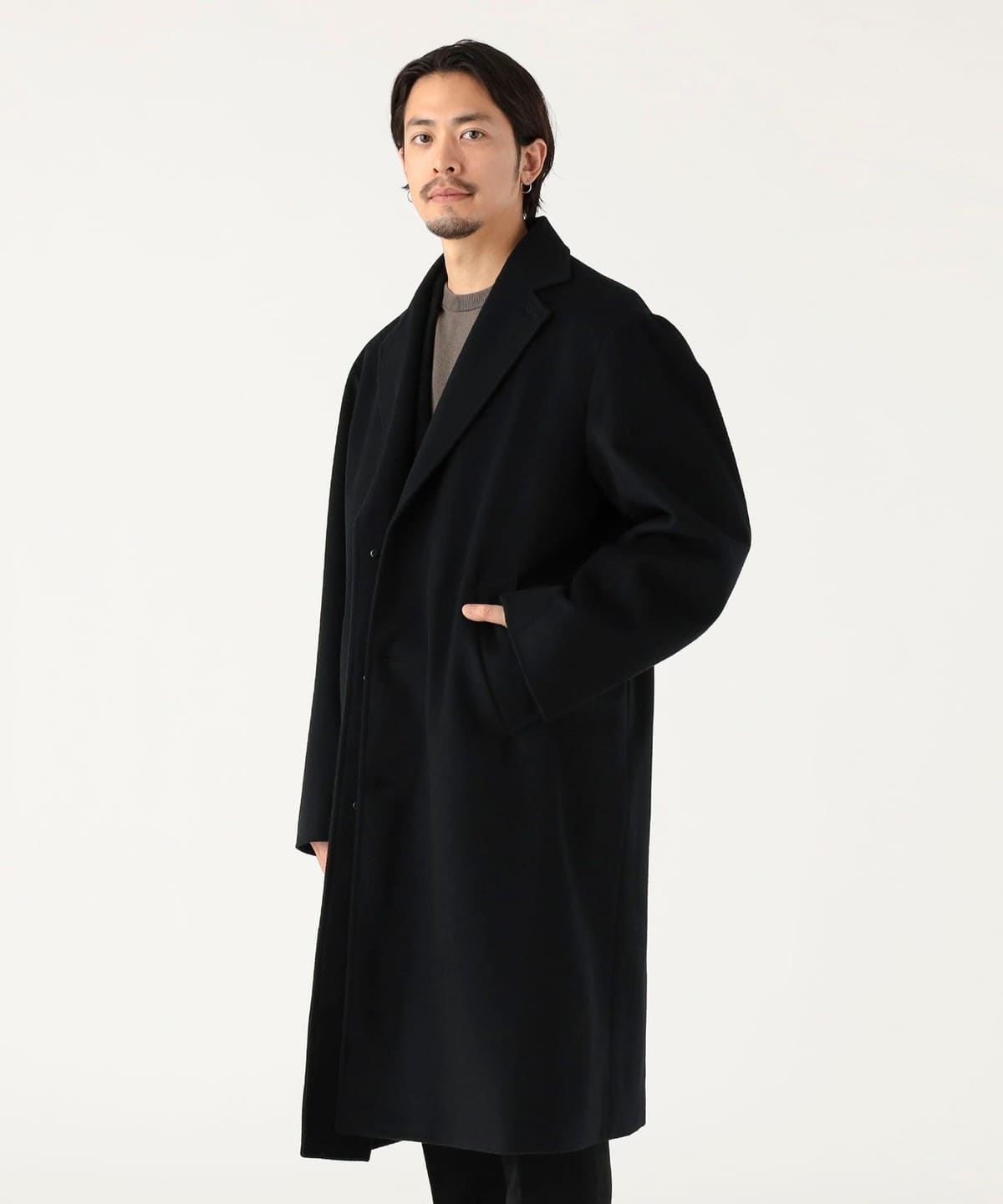 vainl archive SAM COATウールチェスターコート黒ブラックM B:MING by