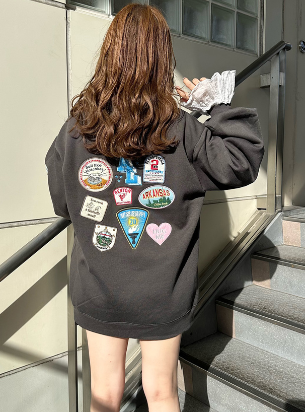 ワッペン裏起毛スウェットトップス[cc49] | レディースファッション