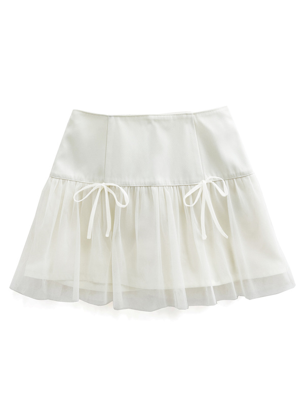 インパン裏地付きリボンチュールミニスカート[gn284] | レディース