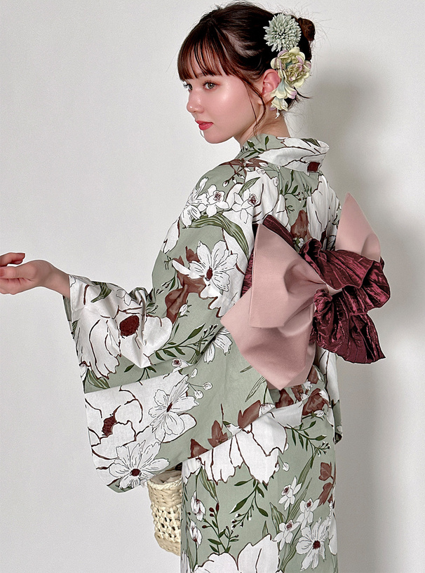 水彩花柄浴衣セット[gi1401] | レディースファッション通販のグレイル