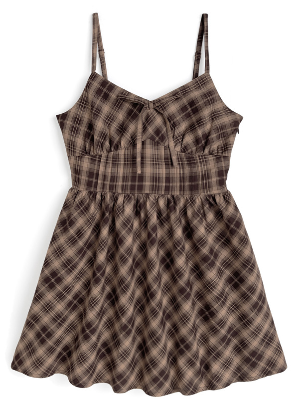 チェック柄リボンキャミソールミニワンピース[dk1528] | レディース
