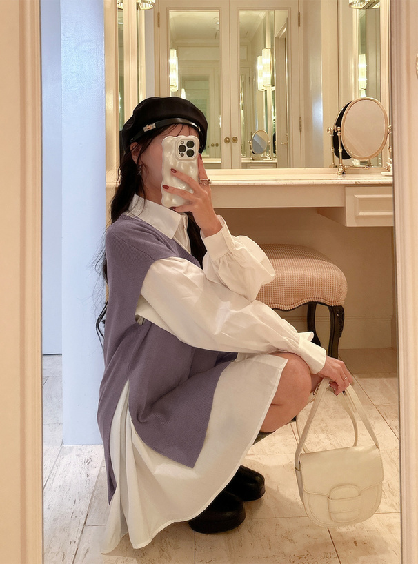 ニットベストXシャツワンピースセットアップ[dr468] | レディース